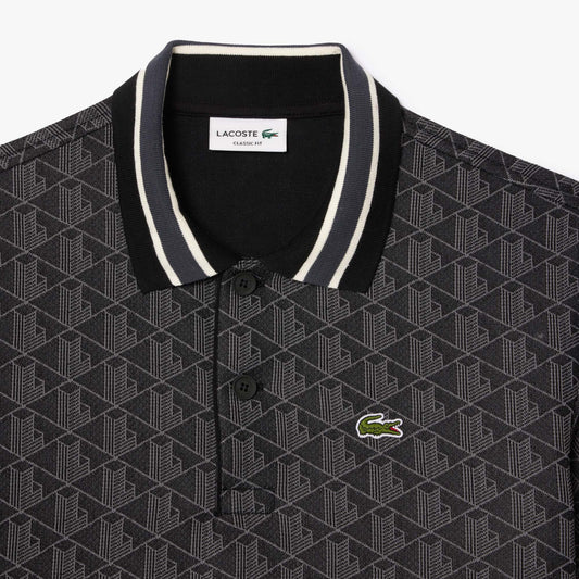 Lacoste Monogram Jacquard Polo DH1417 // BLACK