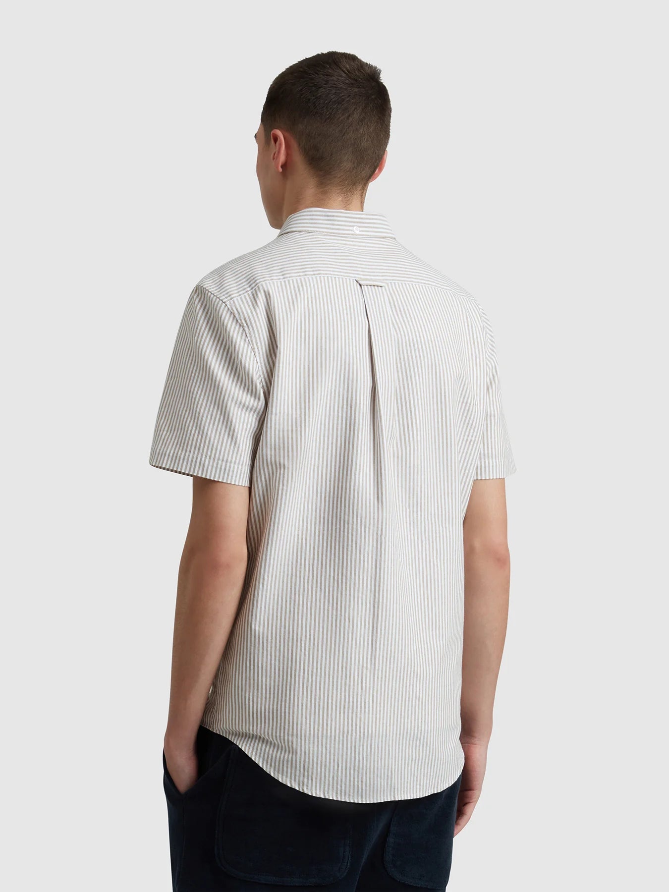 Farah Brewer Stripe Short Sleeve Shirt // STAINED OAK