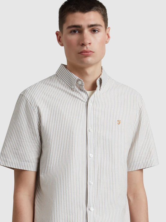 Farah Brewer Stripe Short Sleeve Shirt // STAINED OAK