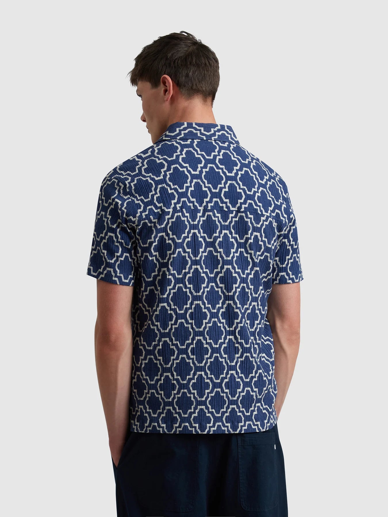 Farah Astral Short Sleeve Medieval Print Shirt // SIGIL BLUE