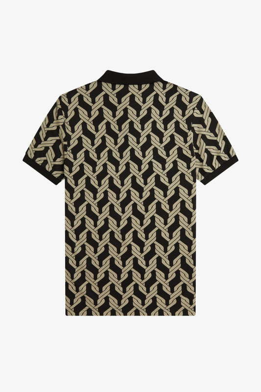 Fred Perry Cable Knit Polo Shirt M9837 // BLACK 102