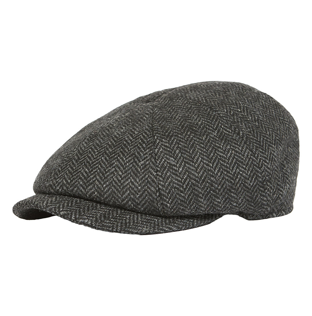 Barbour Fyne Tweed Baker Boy Cap // CHARKCOAL GREY CH71