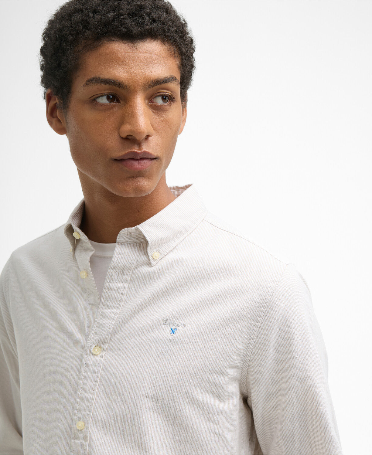 Barbour Striped Oxford Tailored LS Shirt // STONE ST51