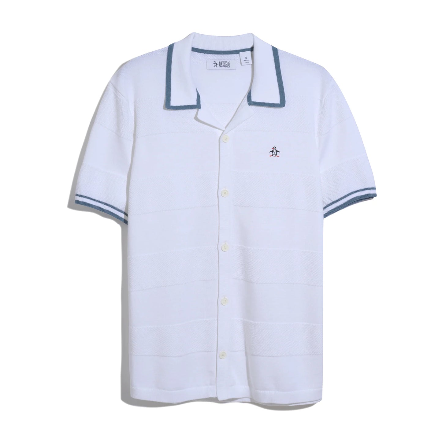 Penguin Stitch Stripe Button Front Sweater Polo OPGS2608 // BRIGHT WHITE