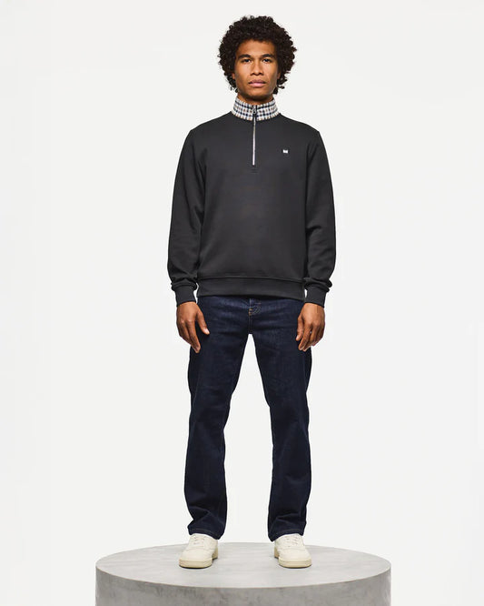 Weekend Offender Henson Quarter Zip Sweatshirt // BLACK
