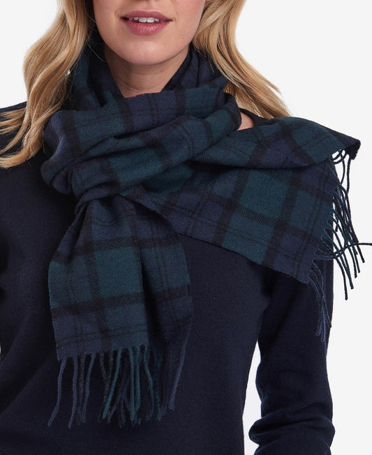 Barbour tartan Lambswool Scarf // BLACK NY91