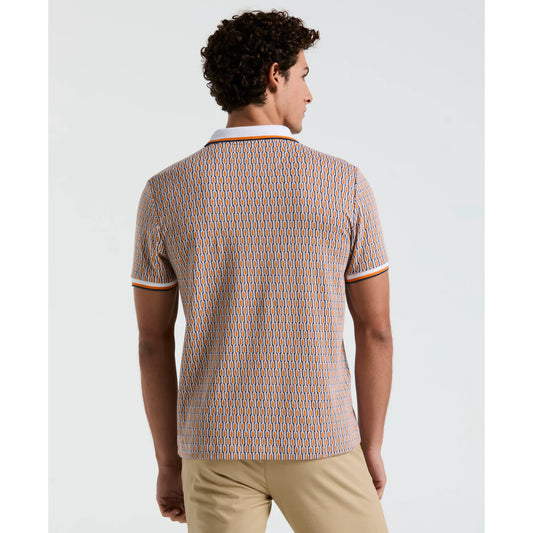 Penguin Tipped Jacquard Geo Print Polo OPKS2501GP // ORANGE PEEL