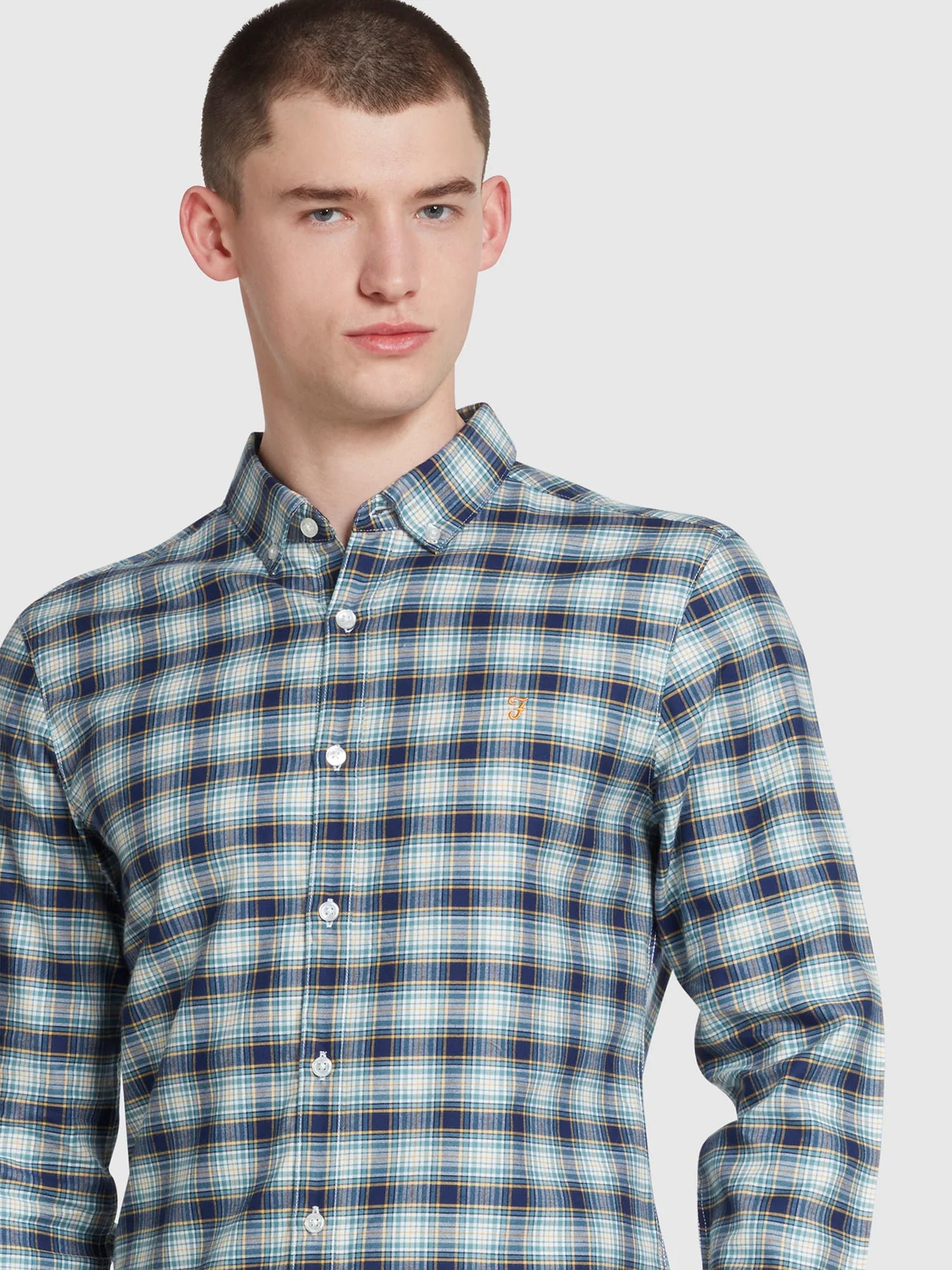 Farah Fraser Check Shirt // BROOK BLUE