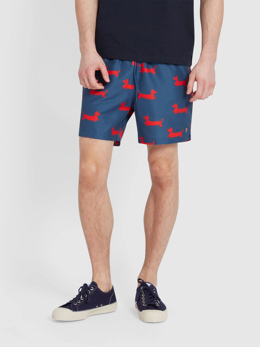 Farah Colbert Dog Print Swim Shorts // COLD METAL