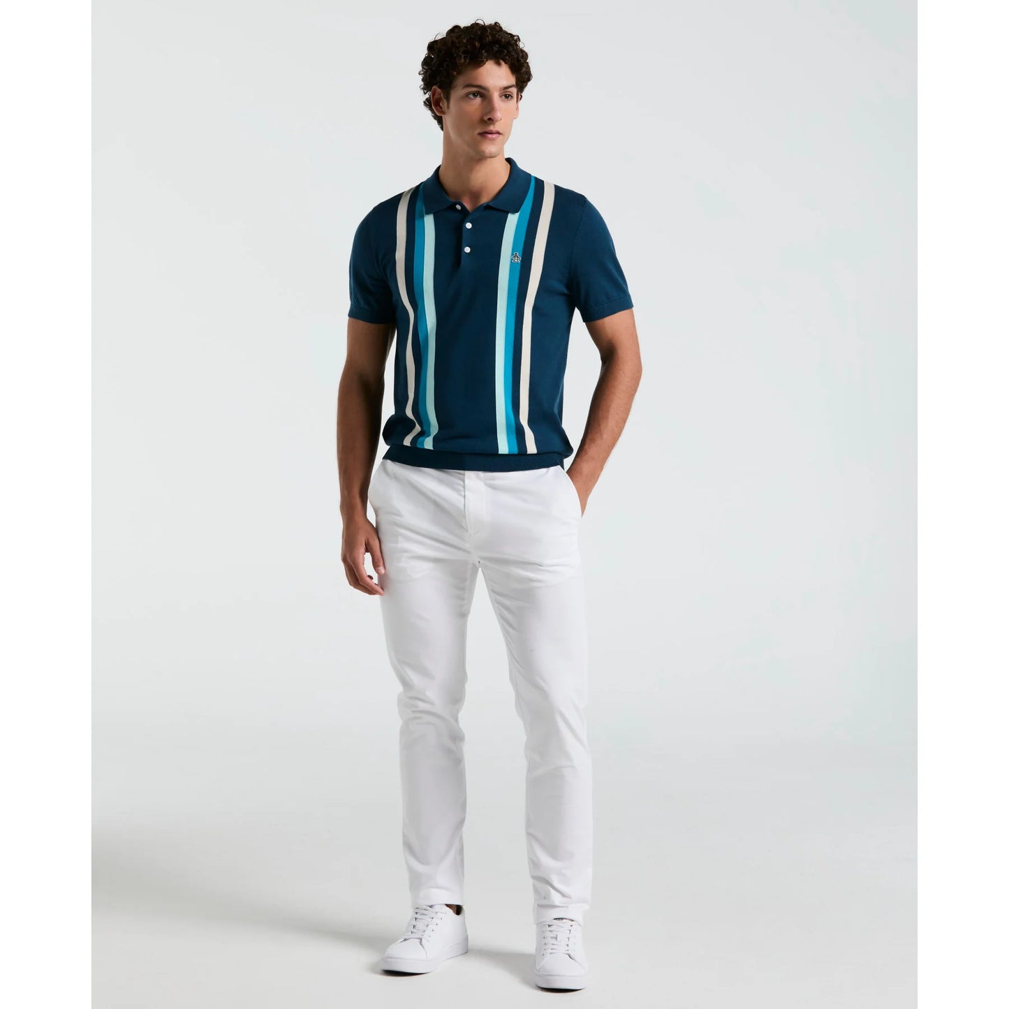 Penguin Vertical Stripe Sweater Polo OPGS2506 // BLUE WING