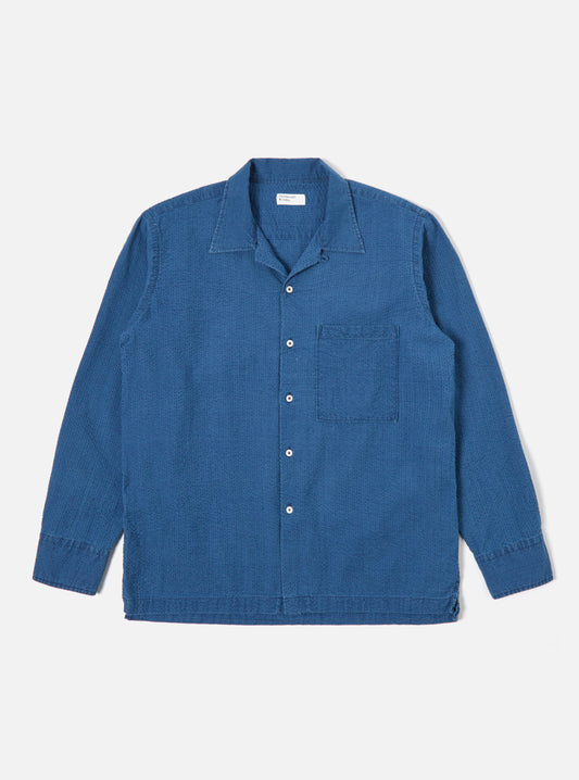 Universal Works Seersucker L/S Camp Shirt // INDIGO