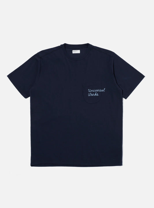 Universal Works Print Pocket Tee 32635 // NAVY