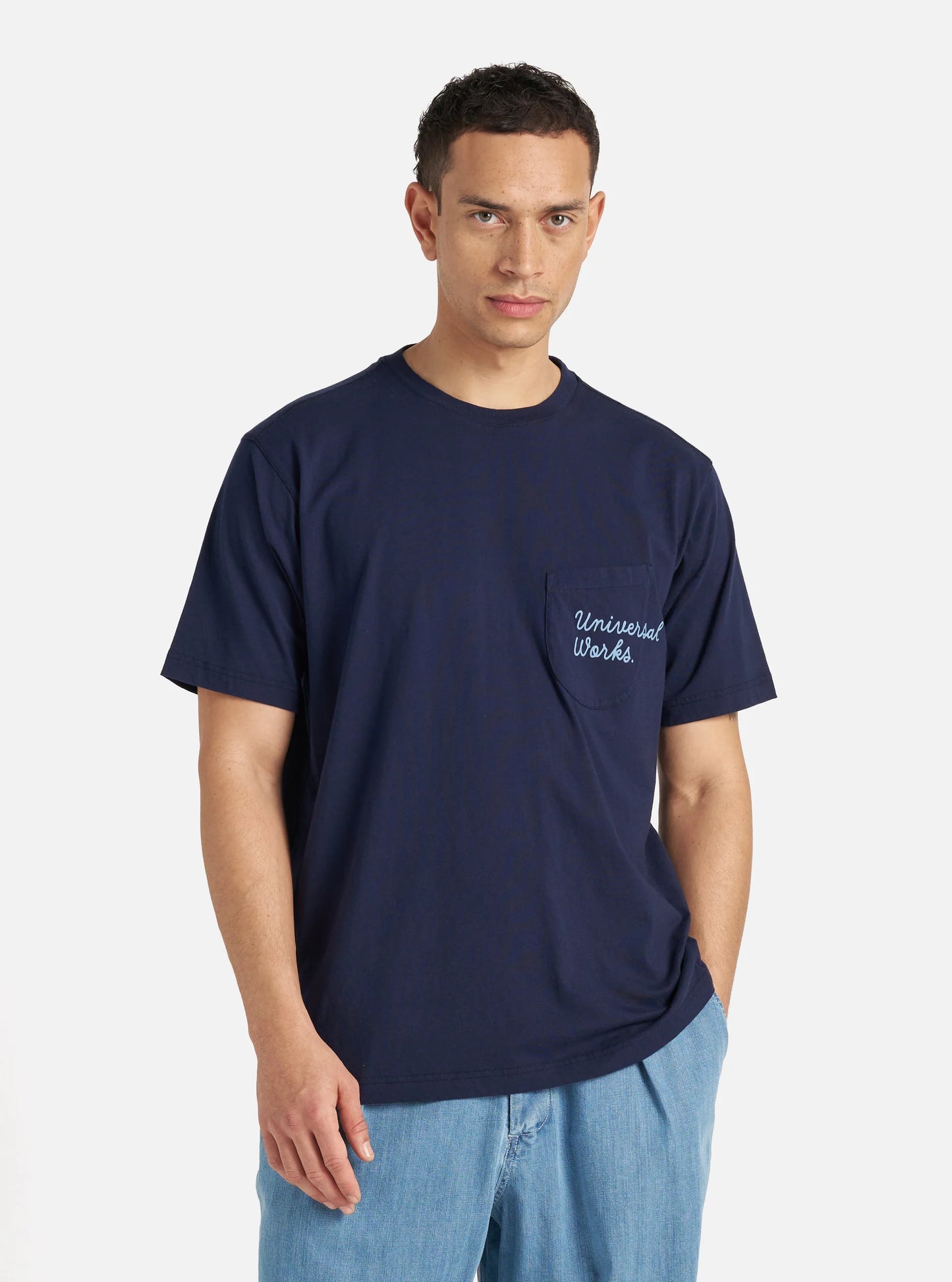 Universal Works Print Pocket Tee 32635 // NAVY