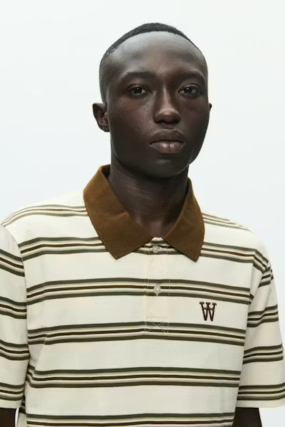 Wood Wood Colton PoloShirt // DESERT PALM STRIPE