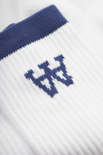 Wood Wood Con Tennis Socks // WHITE/BLUE