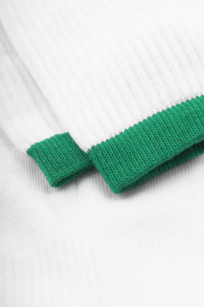 Wood Wood Con Tennis Socks // WHITE/GREEN