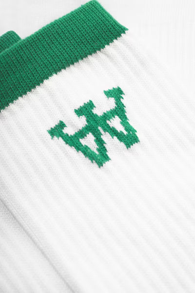 Wood Wood Con Tennis Socks // WHITE/GREEN