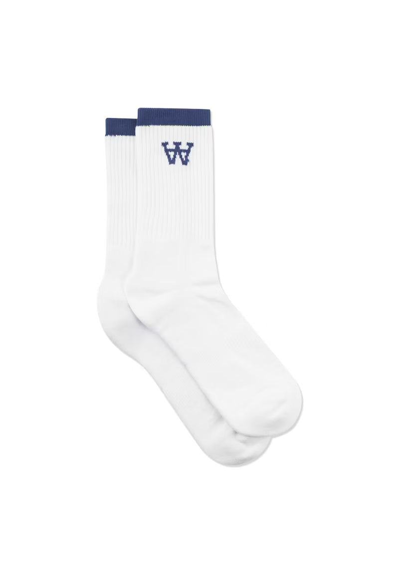 Wood Wood Con Tennis Socks // WHITE/BLUE