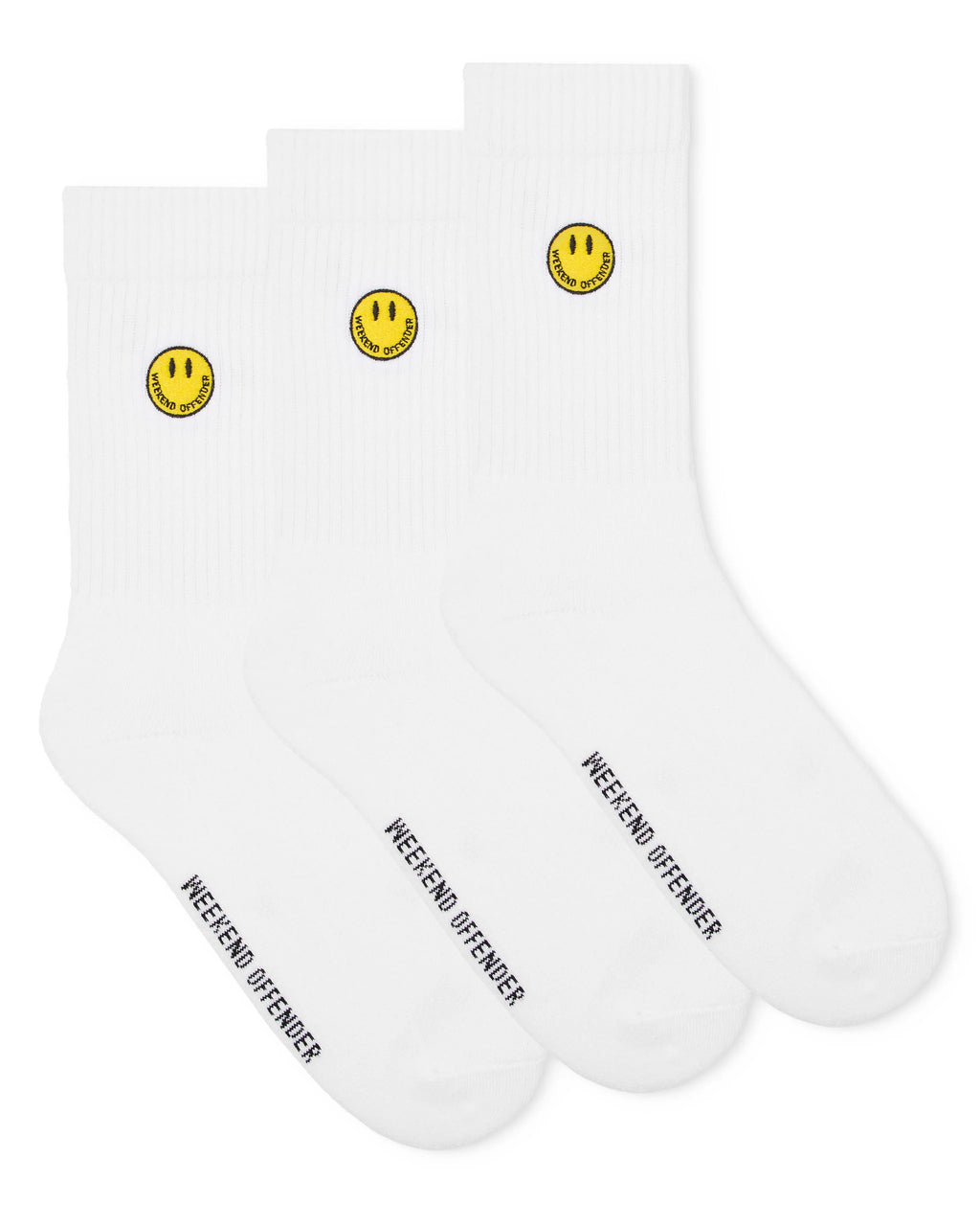 Weekend Offender Smiley Sports Socks // WHITE