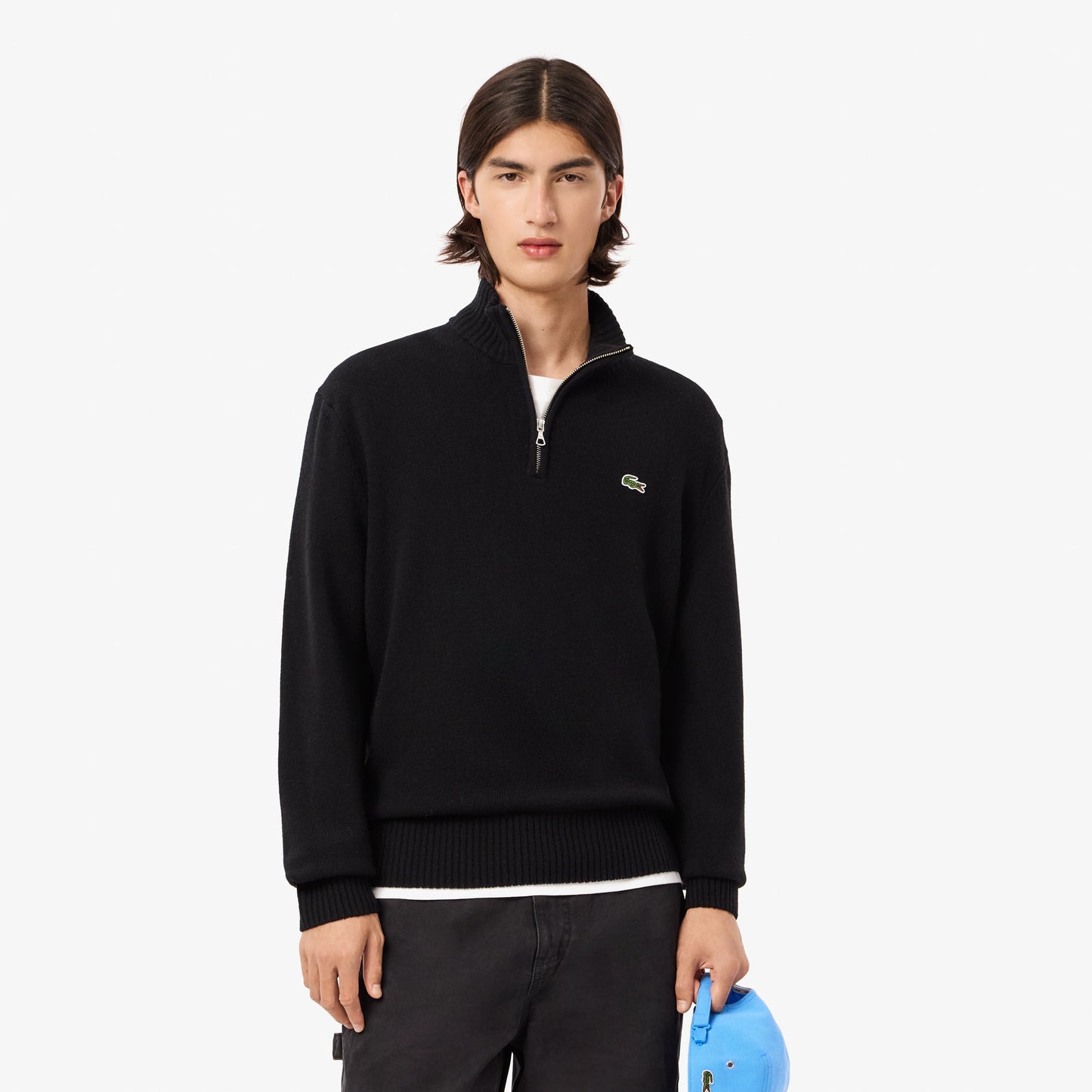 Lacoste Zipped Carded Wool Sweater AH3052 // BLACK 031