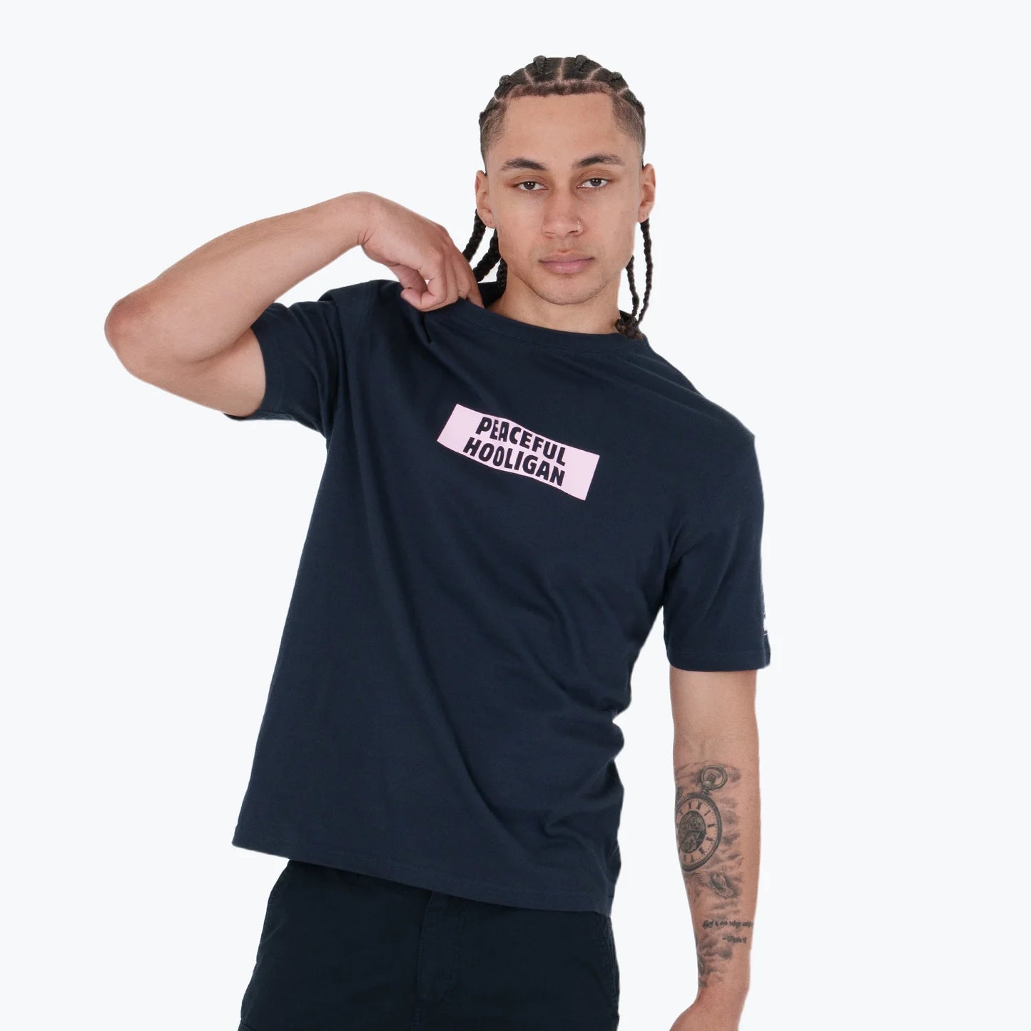 Peaceful Hooligan Box Logo T-Shirt // NAVY