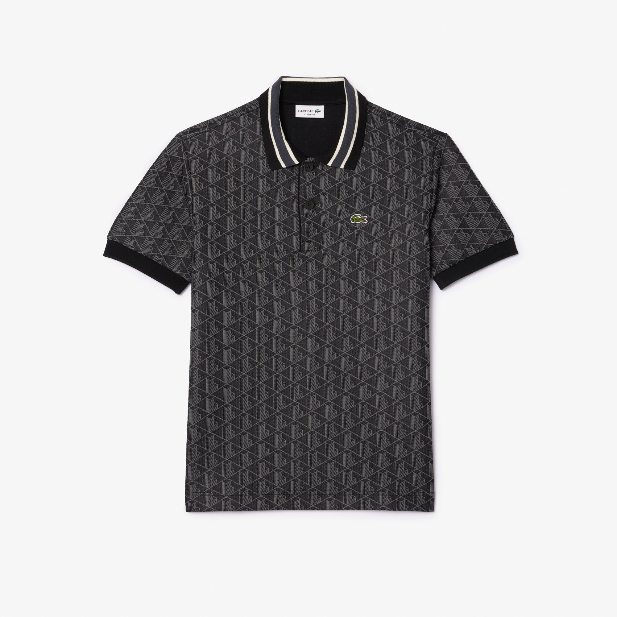 Lacoste Monogram Jacquard Polo DH1417 BLACK Sweet Tender Casual Clothing