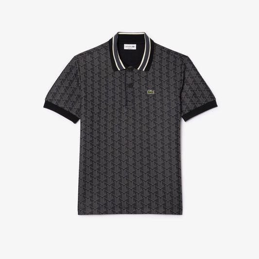 Lacoste Monogram Jacquard Polo DH1417 // SVART 