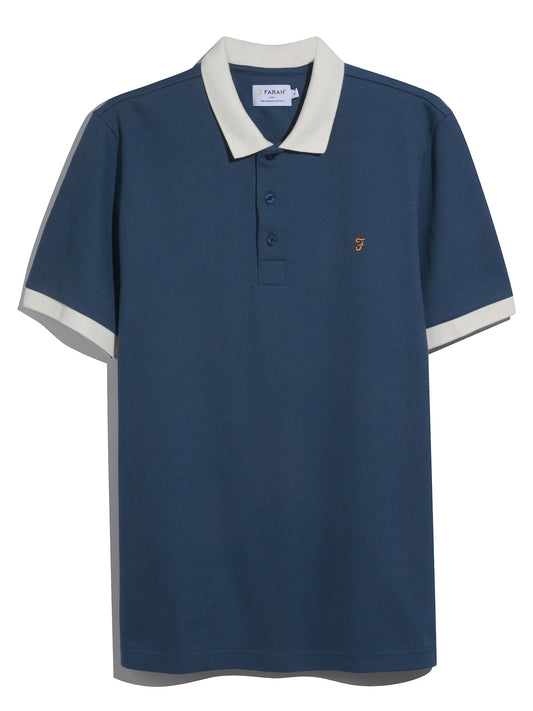 Farah Clement Textured Polo Shirt // AEGEAN BLUE