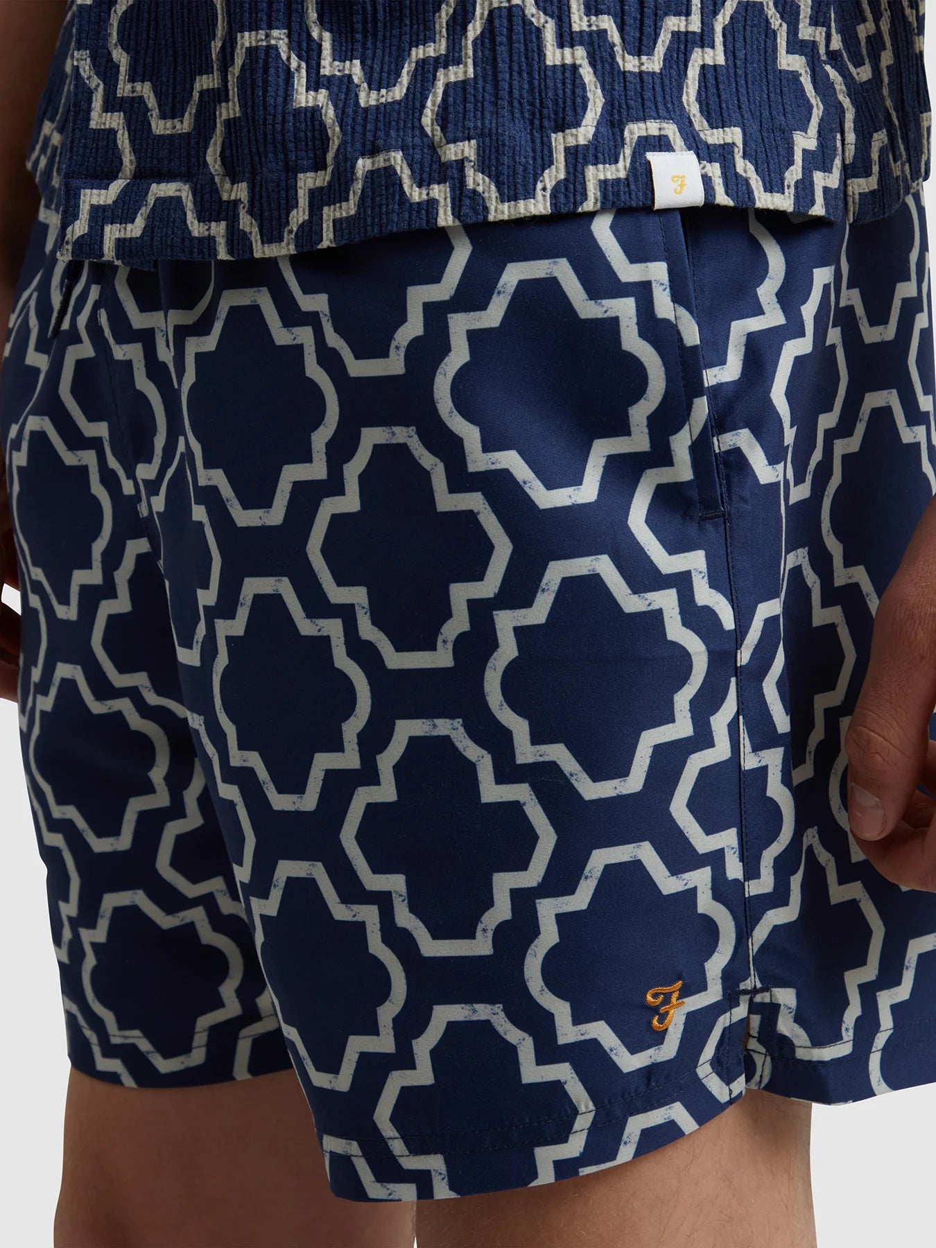Farah Colbert Medieval Print Swim Shorts // SIGIL BLUE