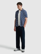 Farah Astral Short Sleeve Medieval Print Shirt // SIGIL BLUE