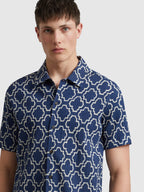 Farah Astral Short Sleeve Medieval Print Shirt // SIGIL BLUE