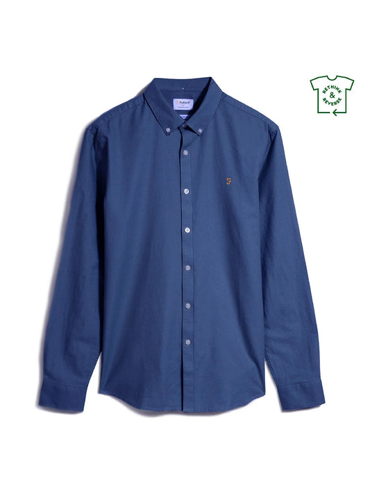 Farah Brewer Oxford LS Shirt // BLUE PEONY