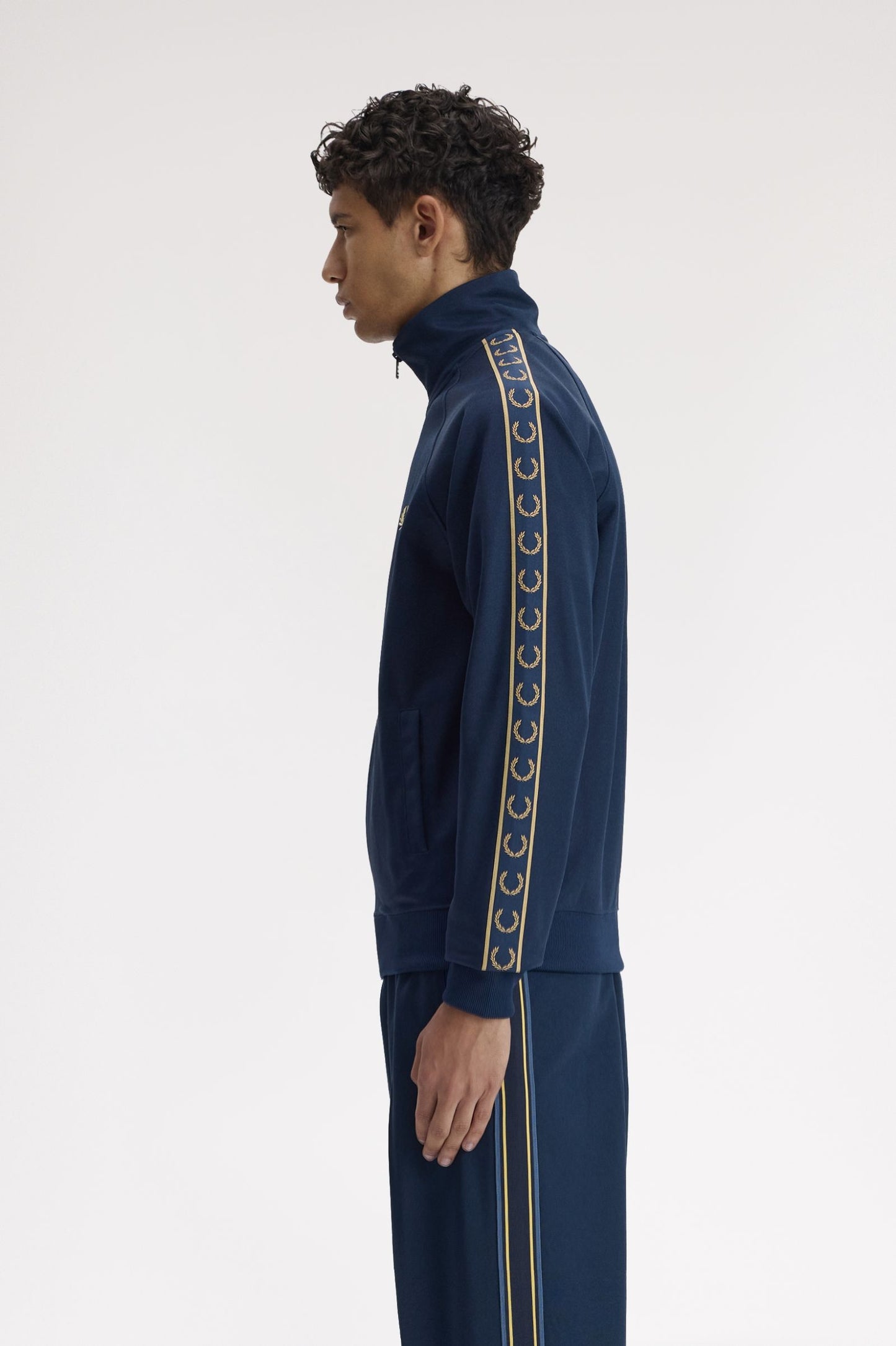 Fred Perry J5557 Contrast Tape Track Jacket // Tennis Blue Champagne
