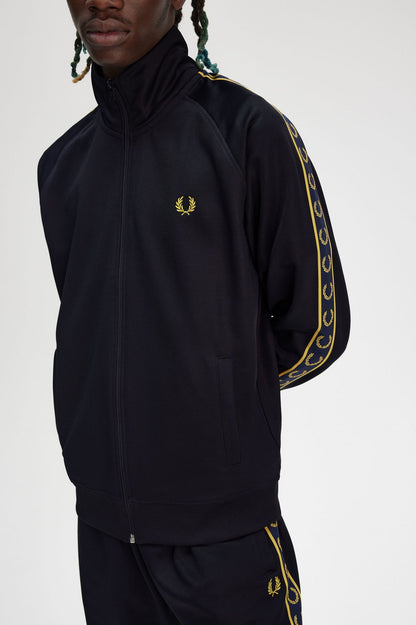 Fred Perry Contrast Tape Track Jacket J5557 // NAVY/HONEYCOMB W75