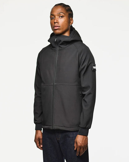 Weekend Offender Stipe Softshell Jacket // BLACK