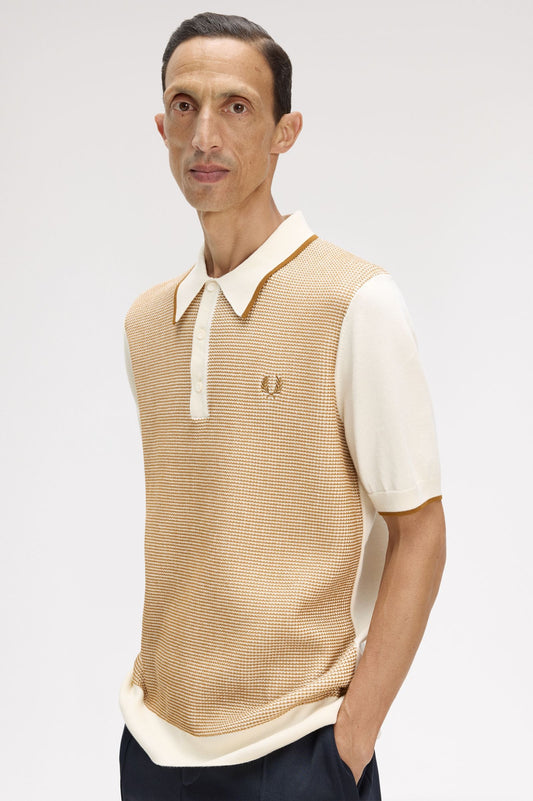 Fred Perry Tonic Waffle Knitted Shirt K2307 // ECRU