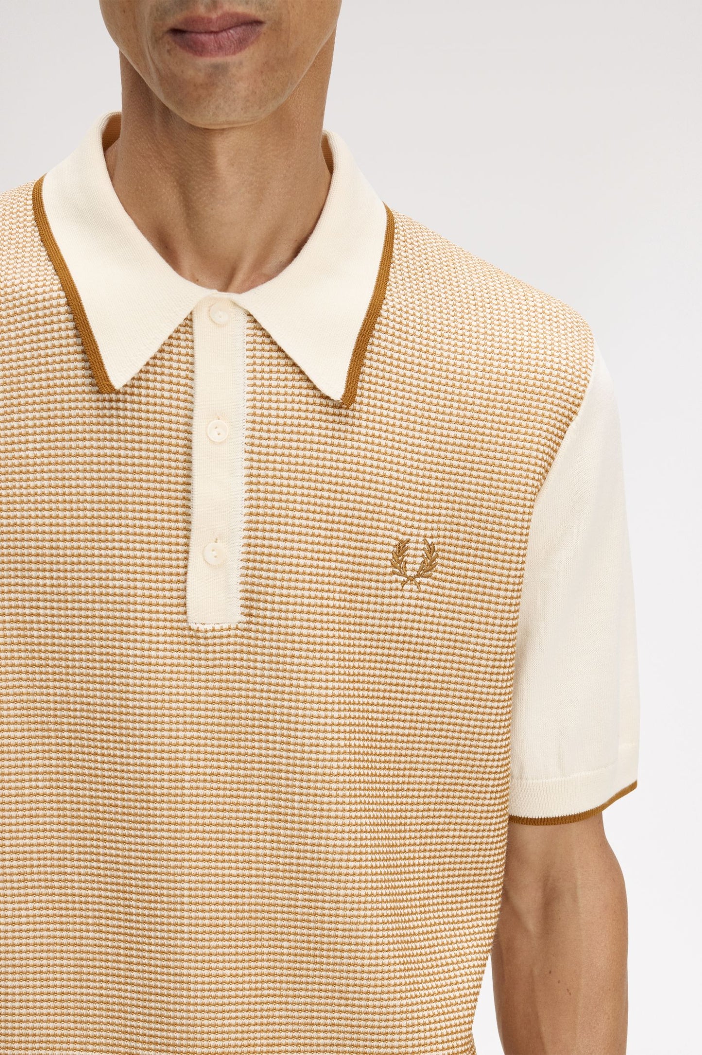 Fred Perry Tonic Waffle Knitted Shirt K2307 // ECRU