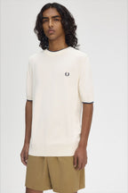 Fred Perry Texture Front Knitted T-Shirt K7642 // ECRU S64
