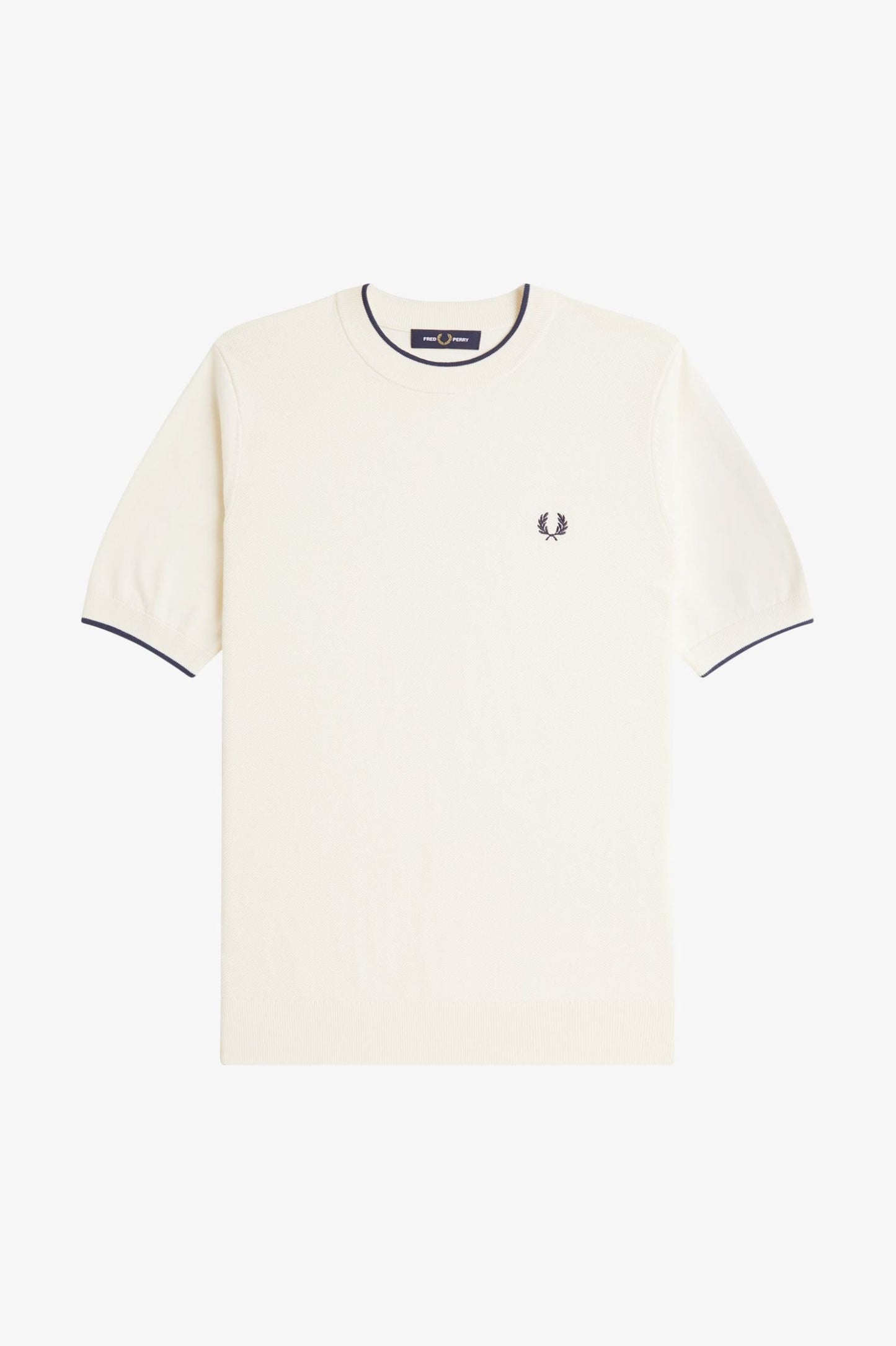 Fred Perry Texture Front Knitted T-Shirt K7642 // ECRU S64