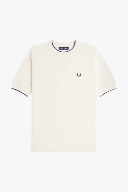 Fred Perry Texture Front Knitted T-Shirt K7642 // ECRU S64