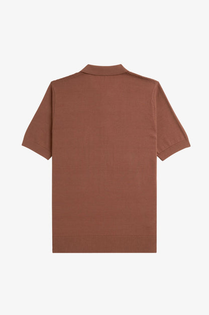 Fred Perry Waffle Stitch Knitted Polo K8555 // WHISKY BROWN