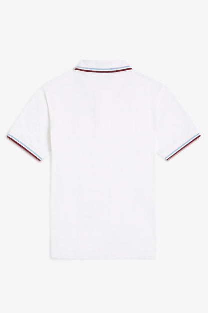 Fred Perry M12 Made In England Polo // WHITE/MAROON 120