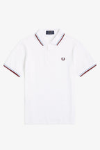 Fred Perry M12 Made In England Polo // WHITE/MAROON 120