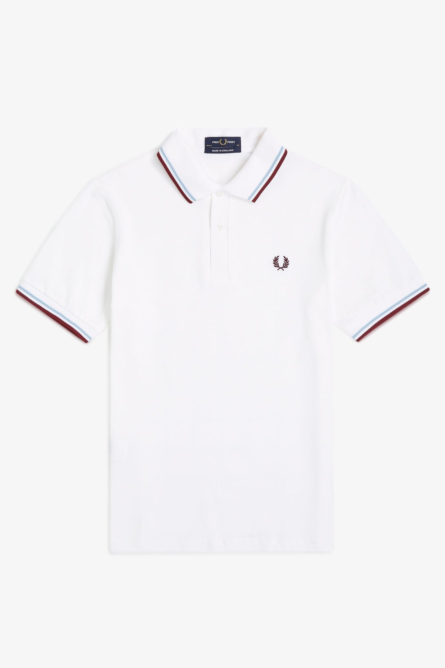 Fred Perry M12 Made In England Polo // WHITE/MAROON 120