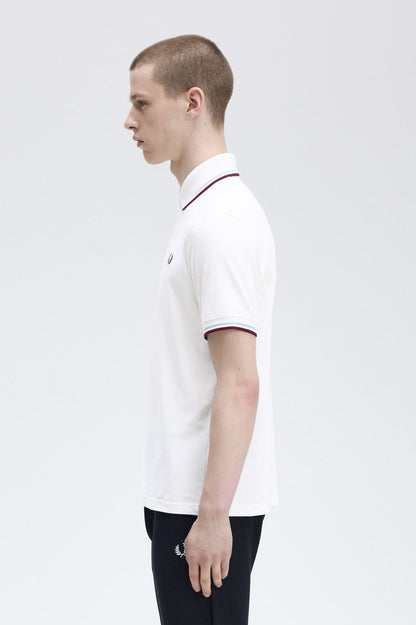 Fred Perry M12 Made In England Polo // WHITE/MAROON 120