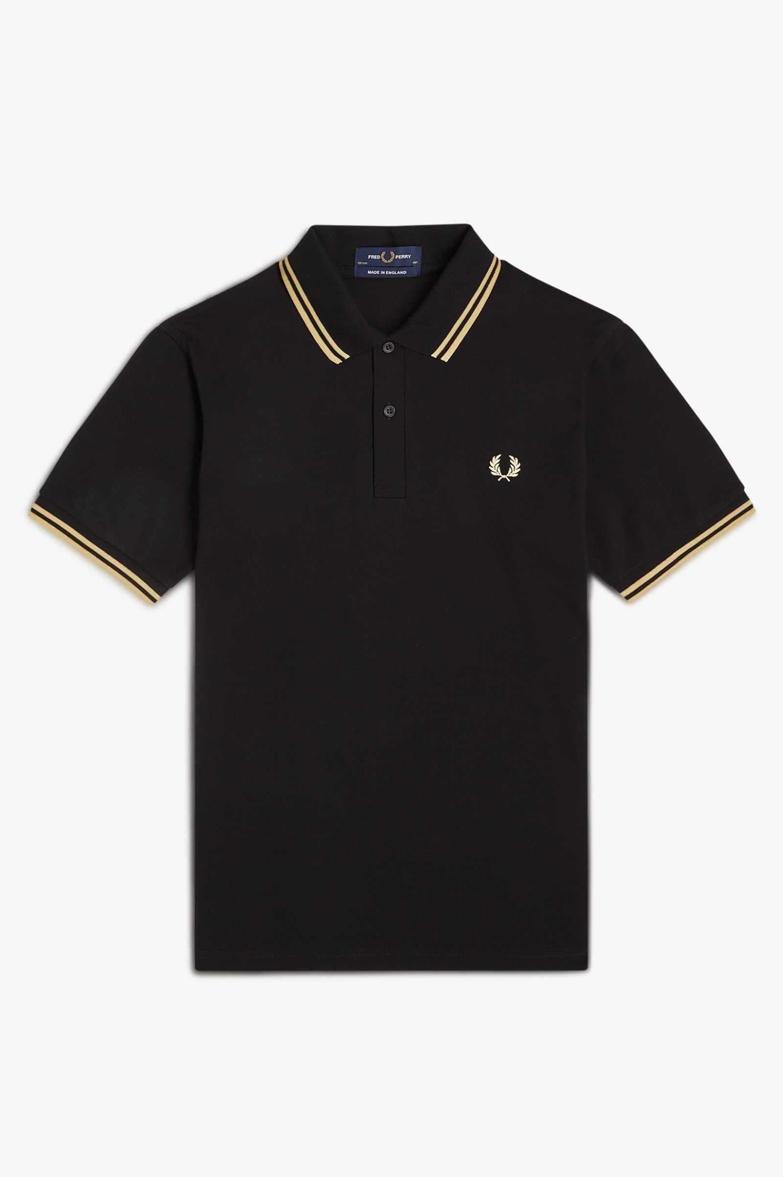 Fred Perry M12 Made In England Polo // BLACK/CHAMPANGE 157