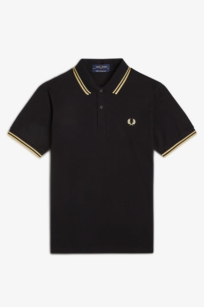 Fred Perry M12 Made In England Polo // BLACK/CHAMPANGE 157