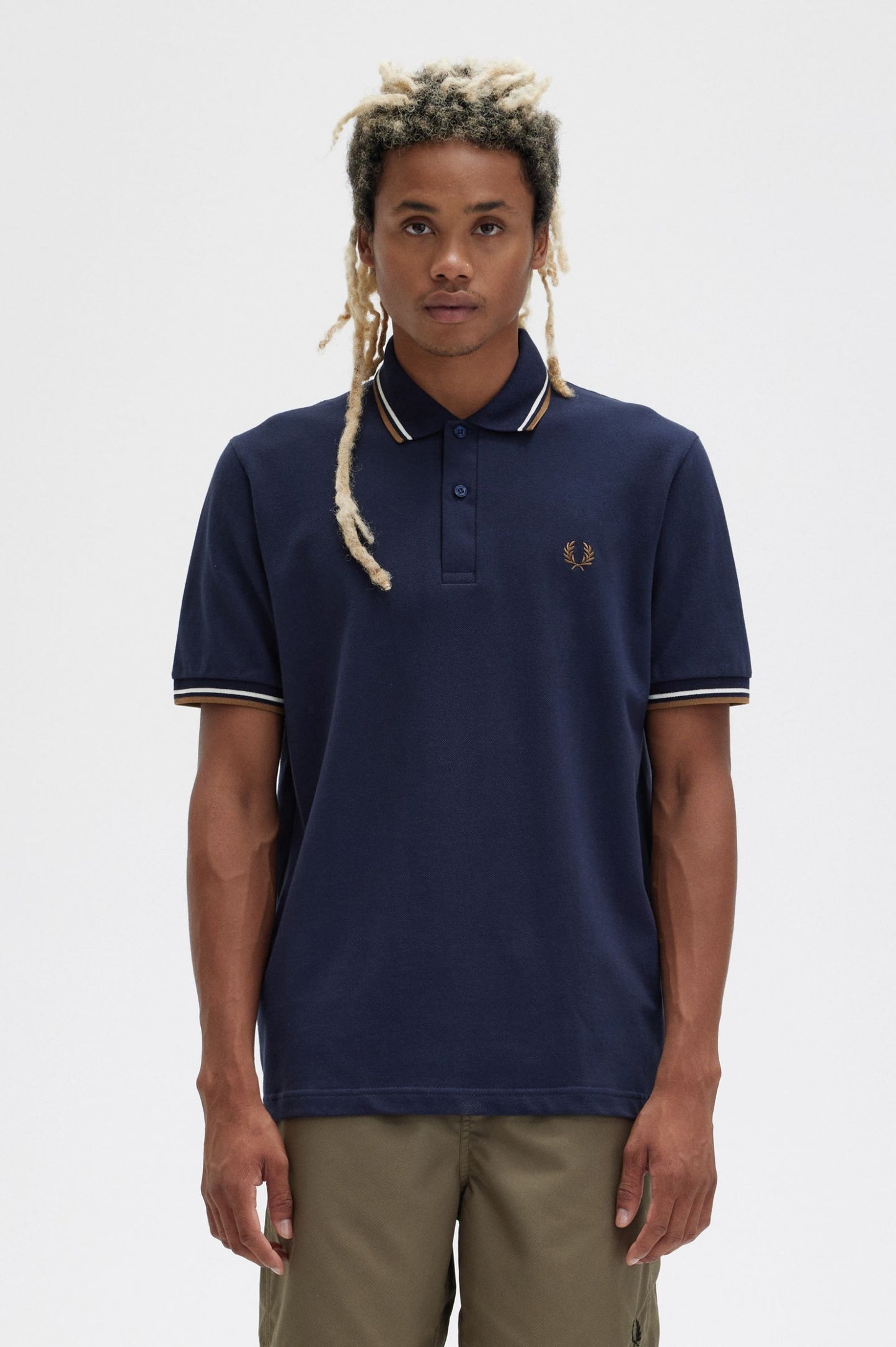 Fred Perry M12 S50 Made in England Skjorta // NAVY/ECRU 