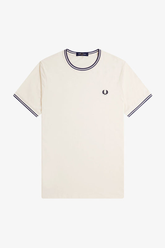 Fred Perry Twin Tipped T-Shirt M1588 // ECRU/TENNIS BLUE Y24