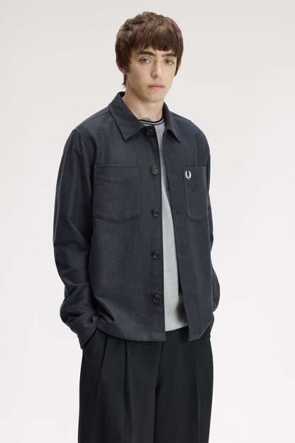 Fred Perry Brushed Twill Overshirt // CHARCOAL MARL 948